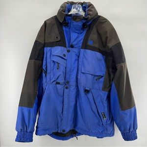 Vintage Couloir‎ Ski Jacket Size 42/Large Blue/Black Hooded Snow Skirt